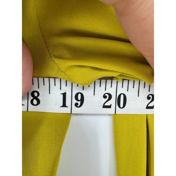 Diane von Furstenberg 100% Silk Mock Neck Button Up Yellow Blouse Shirt - Picture 8 of 9